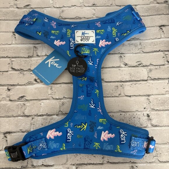 Sassy Woof Ken Barbie Blue Dog Harness Size L NWT - Picture 1 of 2